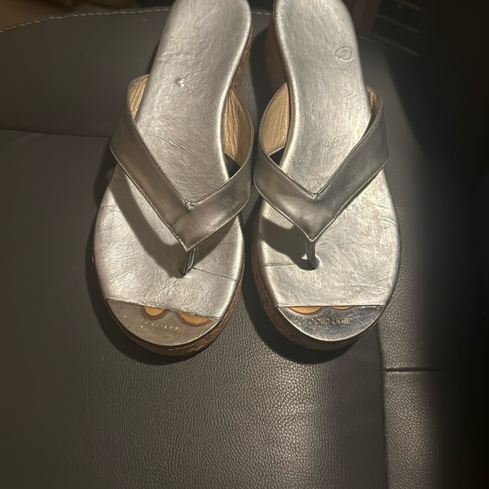Jimmy Choo Silver Thong Sandals